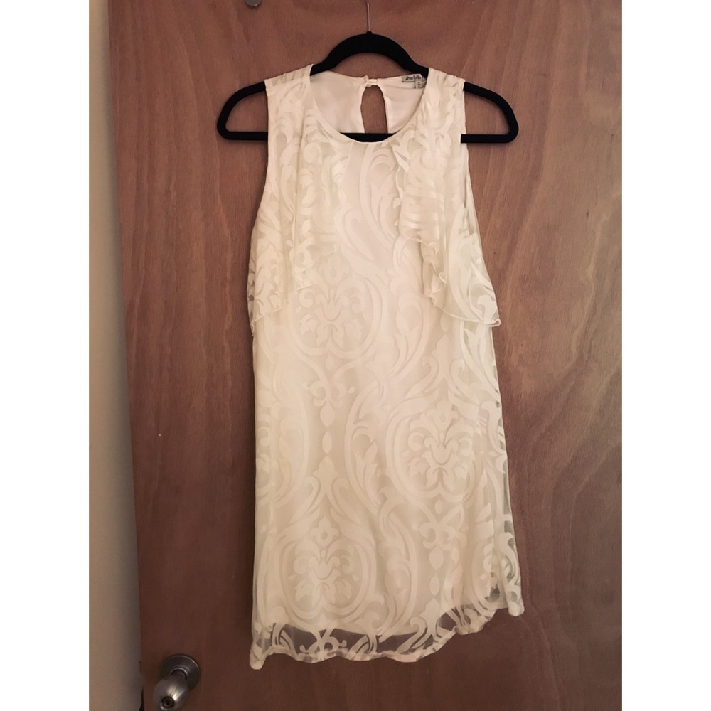 White floral overlay shift dress